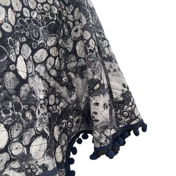 Soft Surroundings L/XL Kimono Jacket Batik Print Boho Chic Pom Pom Trim Festival - Picture 6 of 10